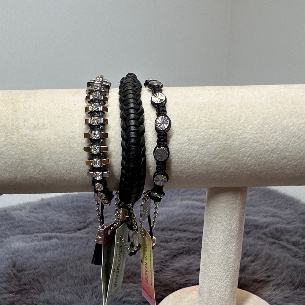 NWT -  Black and Silver Bracelet Set with Swarovski crystal & components